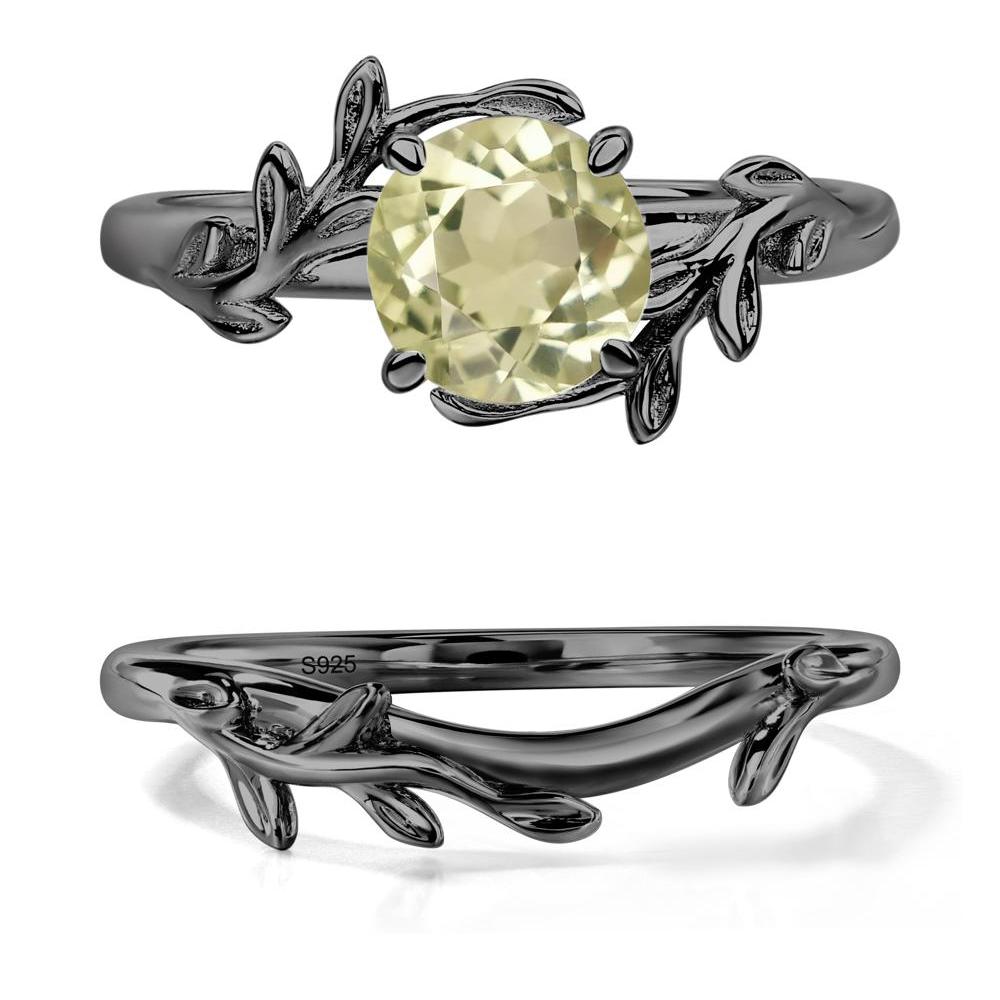 Lemon Quartz Vine Ring - LUO Jewelry #metal_black finish sterling silver