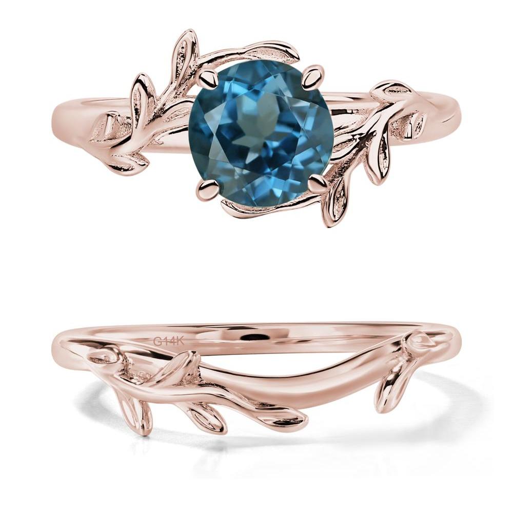 London Blue Topaz Leaf and Vine Ring - LUO Jewelry #metal_14k rose gold