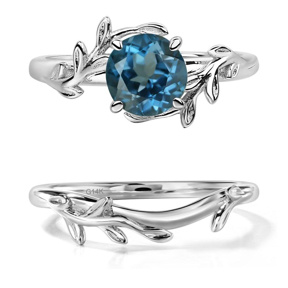 London Blue Topaz Leaf and Vine Ring - LUO Jewelry #metal_14k white gold