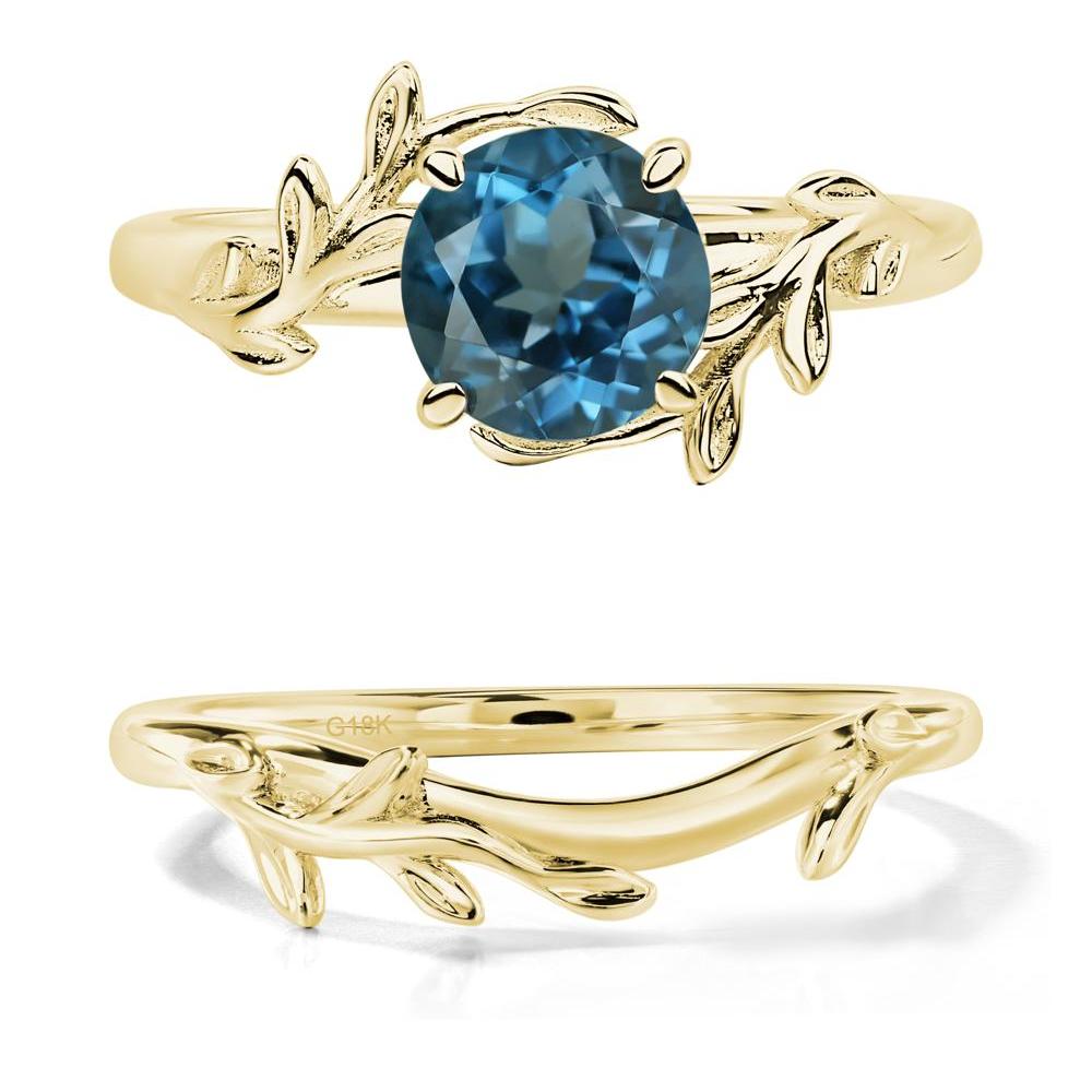 London Blue Topaz Leaf and Vine Ring - LUO Jewelry #metal_18k yellow gold