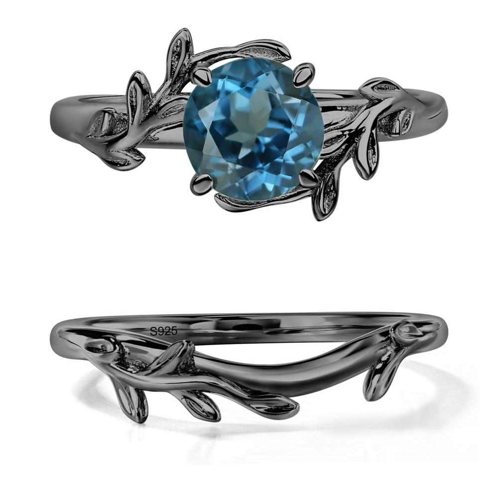 London Blue Topaz Leaf and Vine Ring - LUO Jewelry #metal_black finish sterling silver