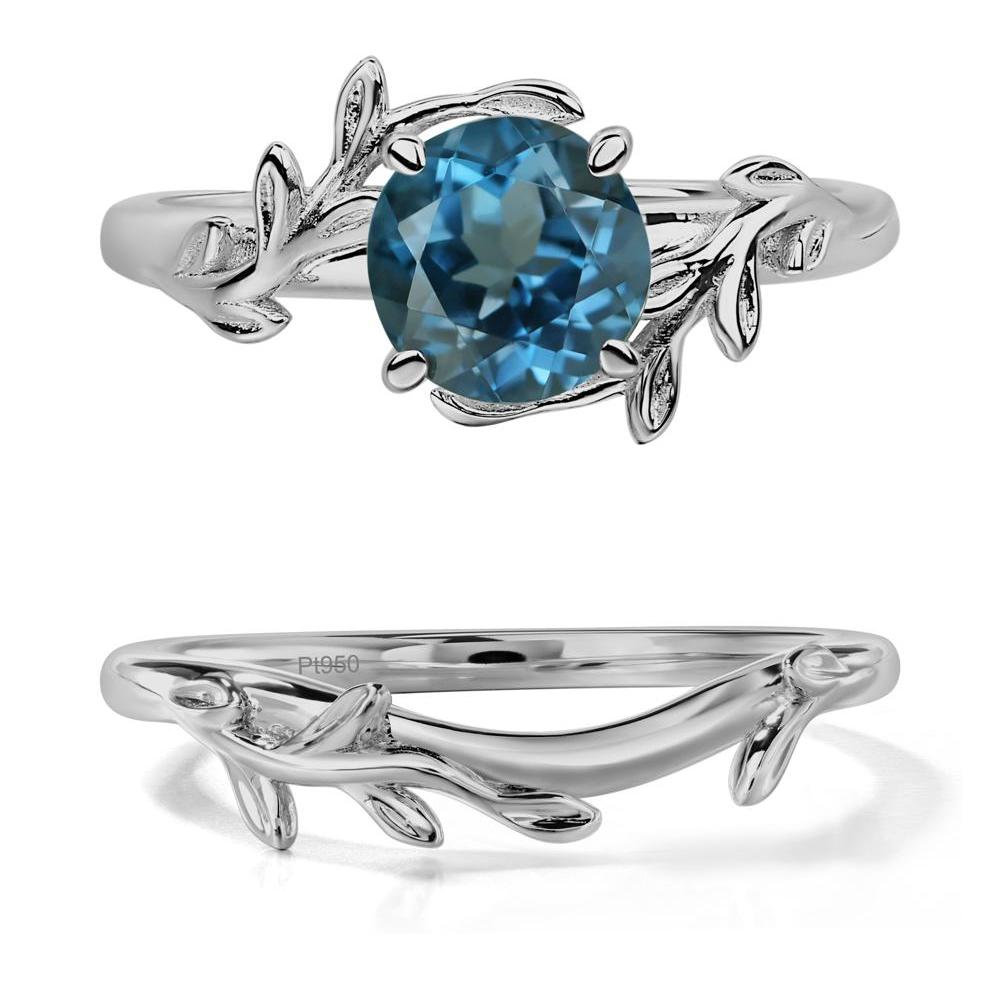 London Blue Topaz Leaf and Vine Ring - LUO Jewelry #metal_platinum