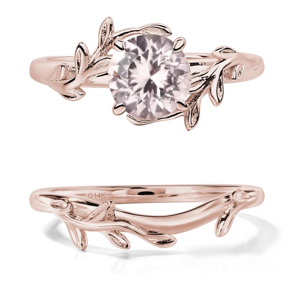 Morganite Leaf and Vine Ring - LUO Jewelry #metal_14k rose gold