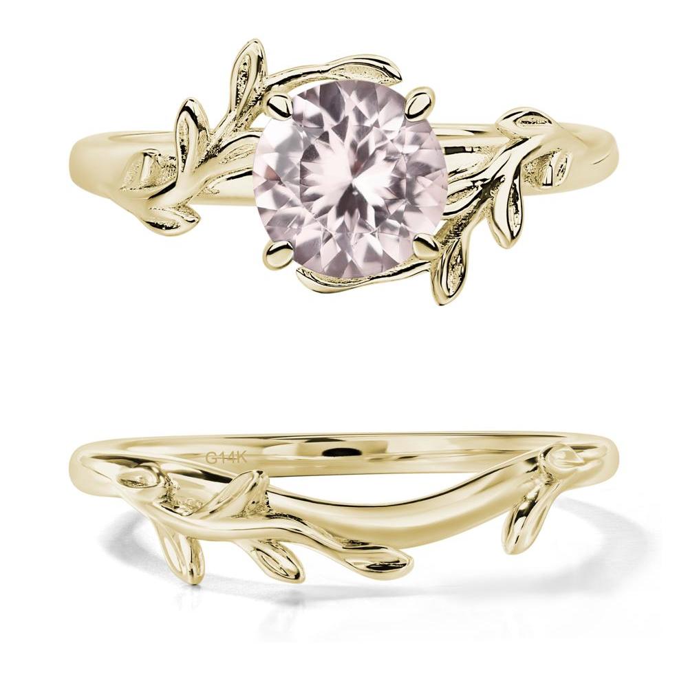 Morganite Leaf and Vine Ring - LUO Jewelry #metal_14k yellow gold