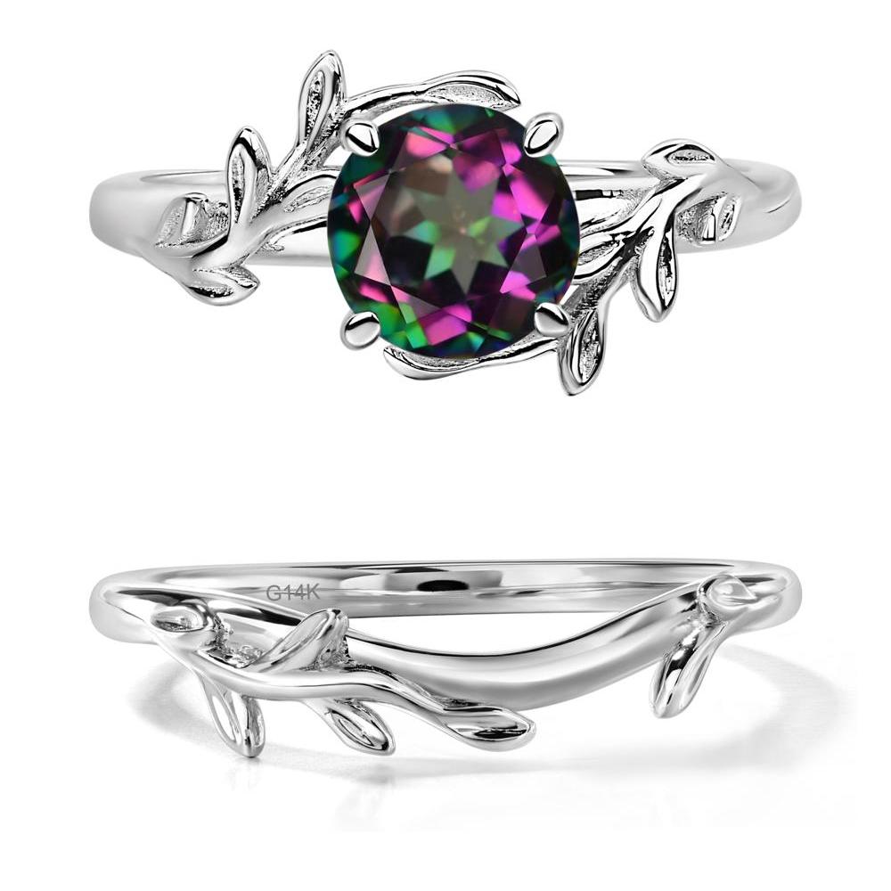 Mystic Topaz Vine Engagement Ring - LUO Jewelry #metal_14k white gold