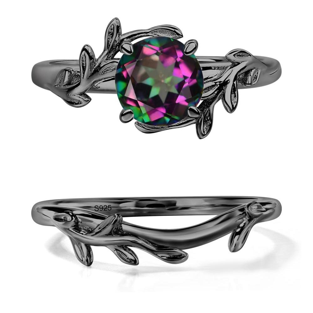 Mystic Topaz Vine Engagement Ring - LUO Jewelry #metal_black finish sterling silver