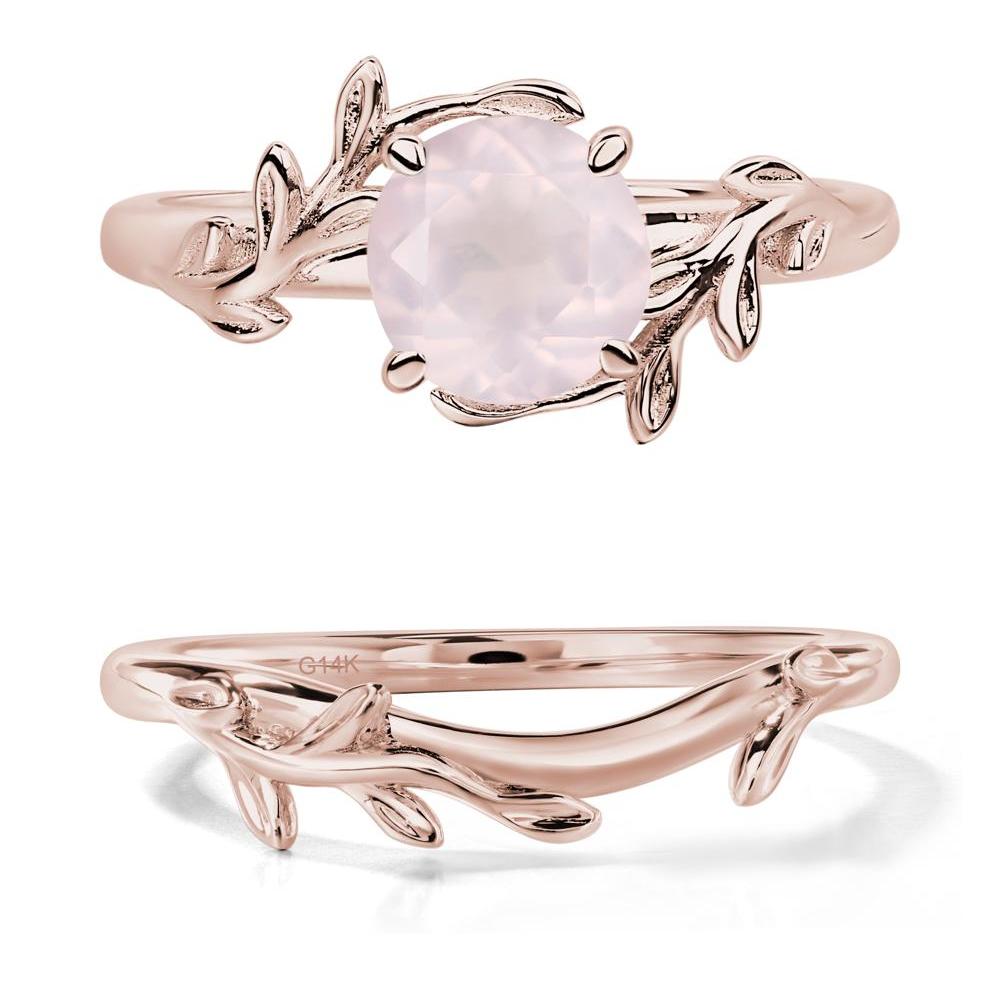 Rose Quartz Leaf and Vine Ring - LUO Jewelry #metal_14k rose gold