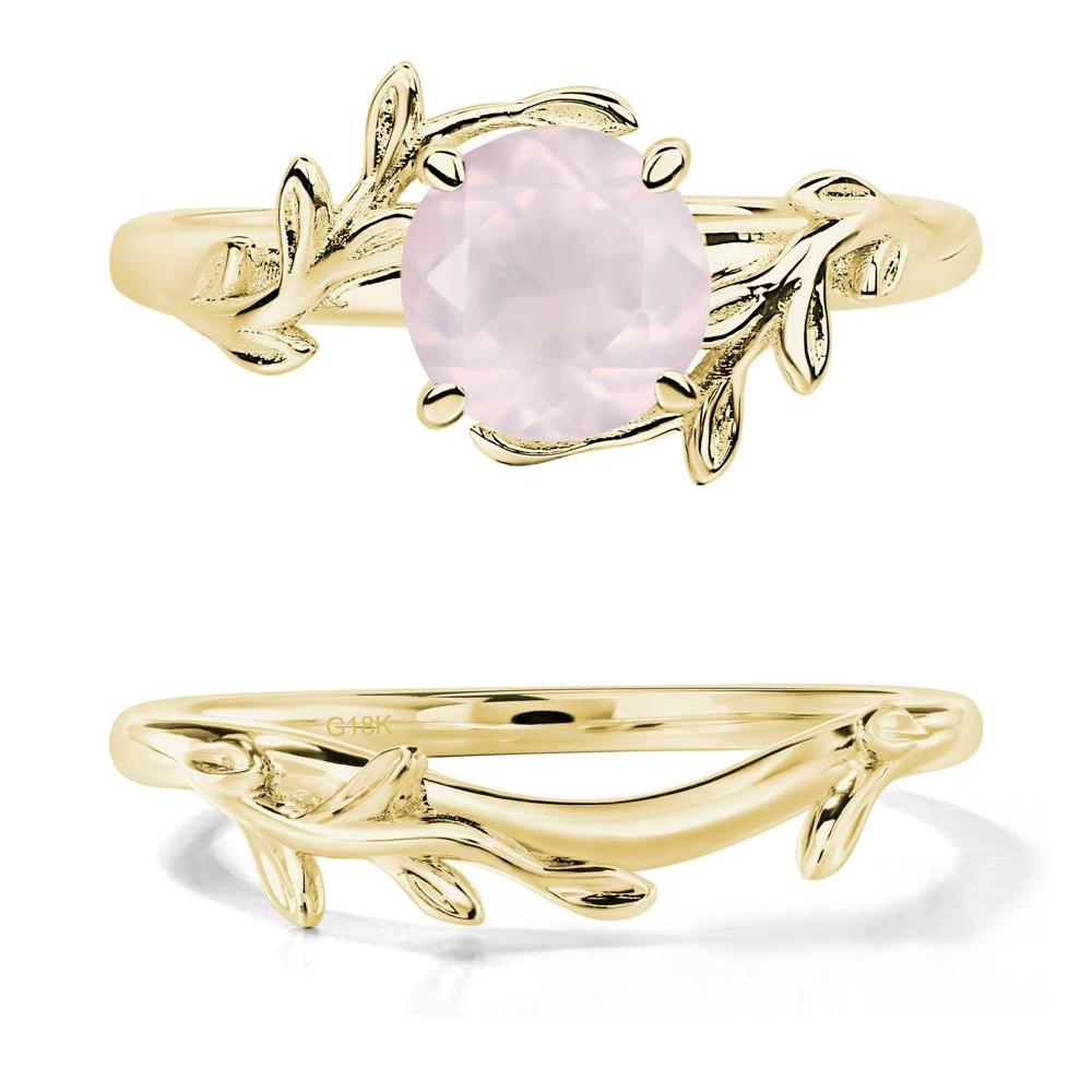 Rose Quartz Leaf and Vine Ring - LUO Jewelry #metal_18k yellow gold