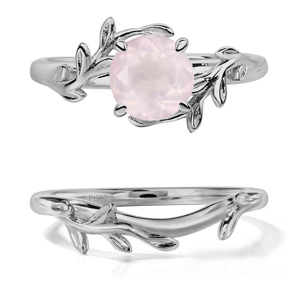 Rose Quartz Leaf and Vine Ring - LUO Jewelry #metal_platinum