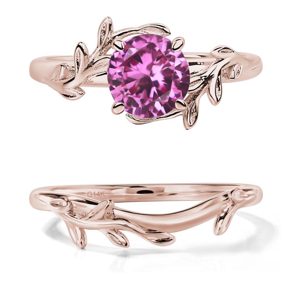 Pink Sapphire Vine Engagement Ring - LUO Jewelry #metal_14k rose gold