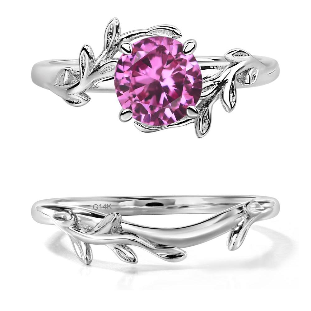 Pink Sapphire Vine Engagement Ring - LUO Jewelry #metal_14k white gold