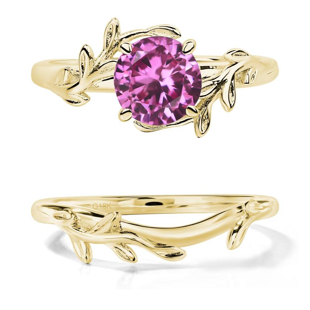 Pink Sapphire Vine Engagement Ring - LUO Jewelry #metal_18k yellow gold