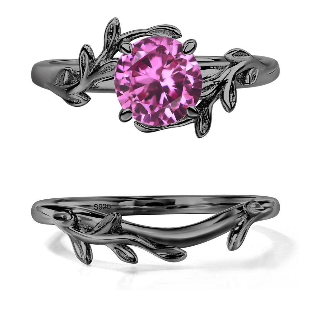 Pink Sapphire Vine Engagement Ring - LUO Jewelry #metal_black finish sterling silver