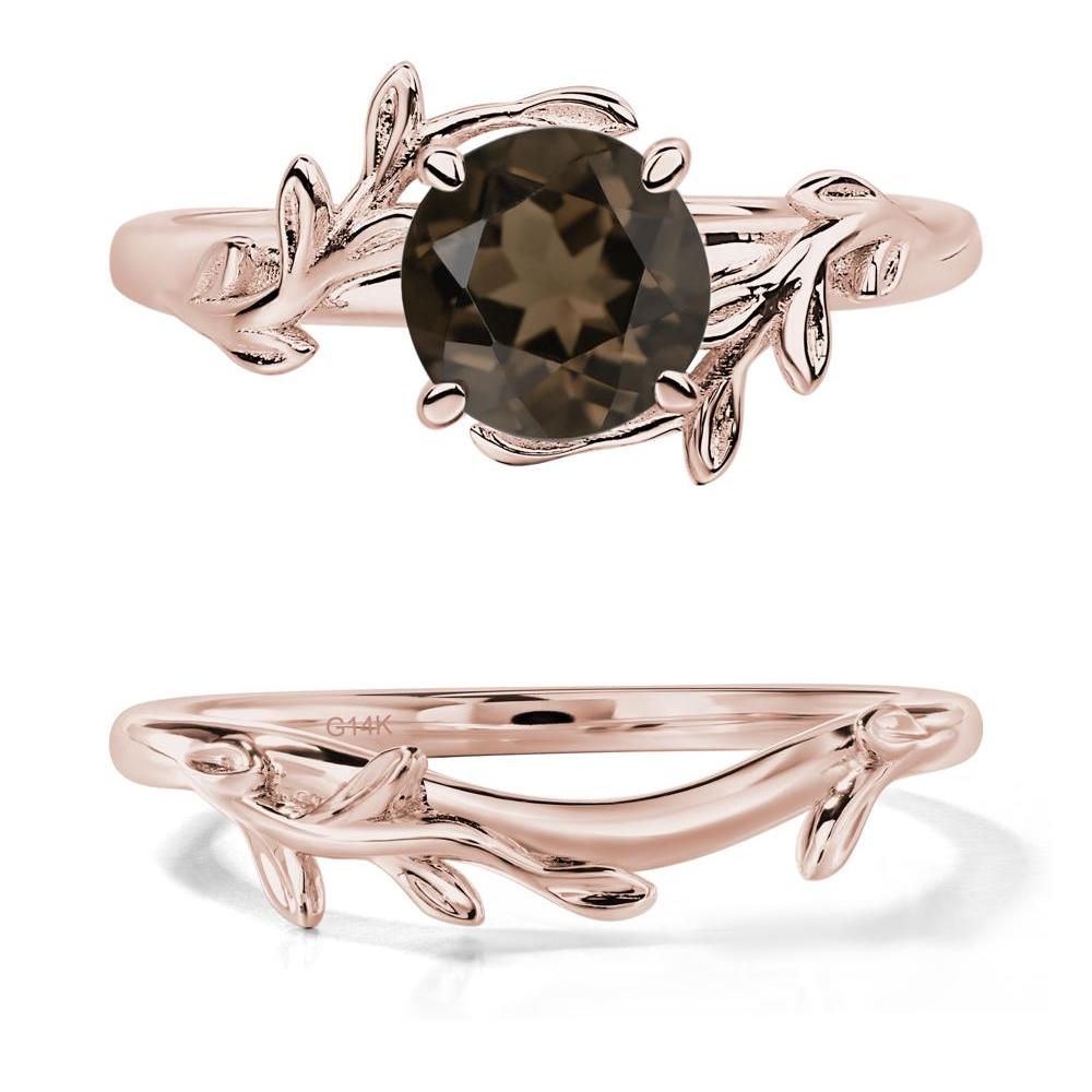 Smoky Quartz Vine Engagement Ring - LUO Jewelry #metal_14k rose gold