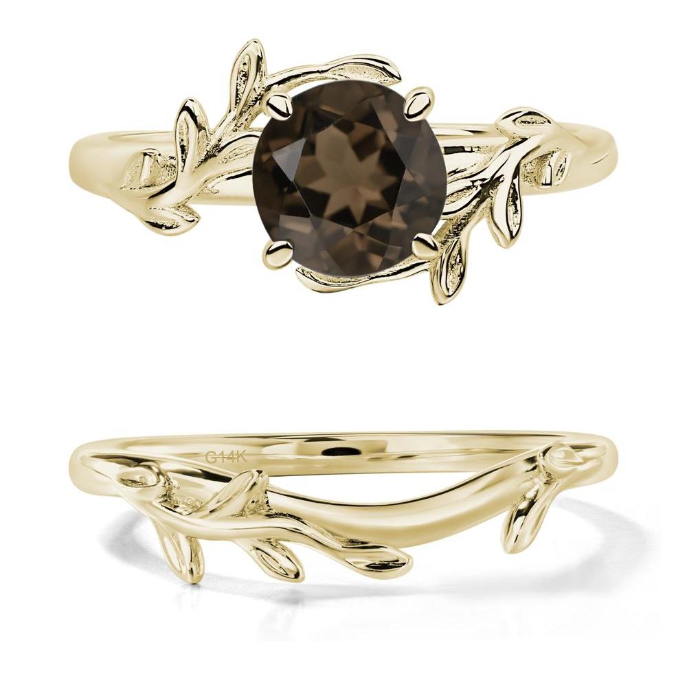 Smoky Quartz Vine Engagement Ring - LUO Jewelry #metal_14k yellow gold