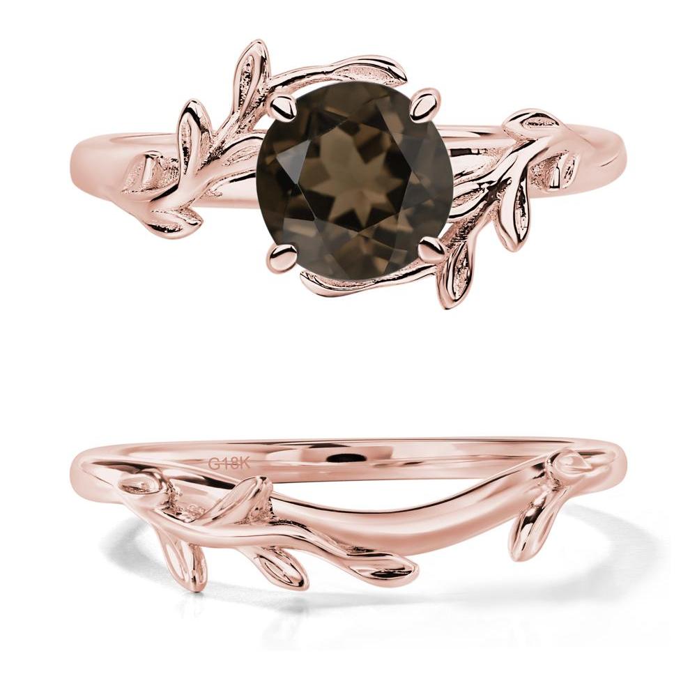 Smoky Quartz Vine Engagement Ring - LUO Jewelry #metal_18k rose gold