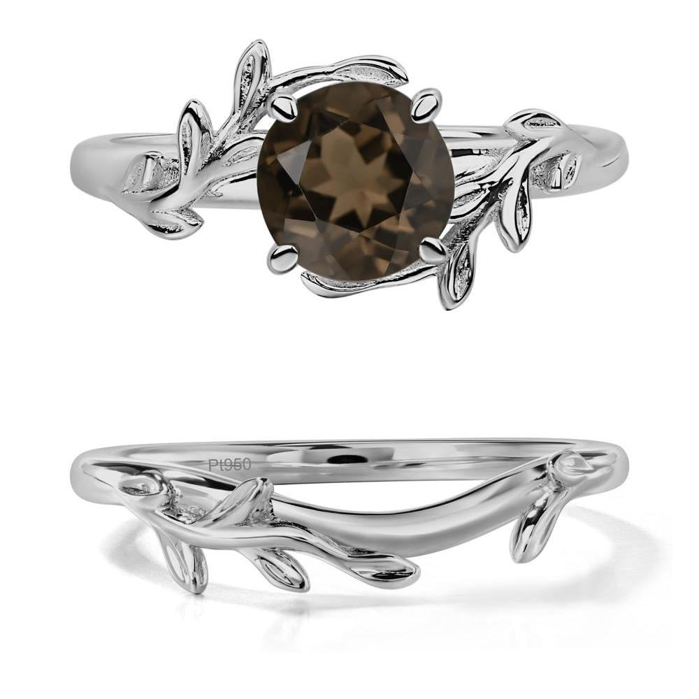 Smoky Quartz Vine Engagement Ring - LUO Jewelry #metal_platinum