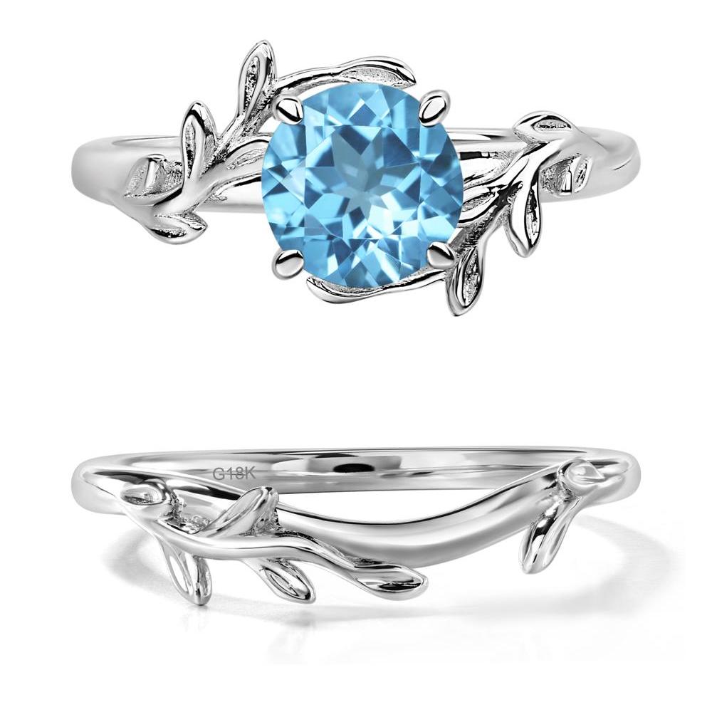 Swiss Blue Topaz Vine Ring - LUO Jewelry #metal_18k white gold