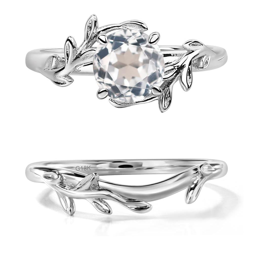 White Topaz Leaf and Vine Ring - LUO Jewelry #metal_18k white gold