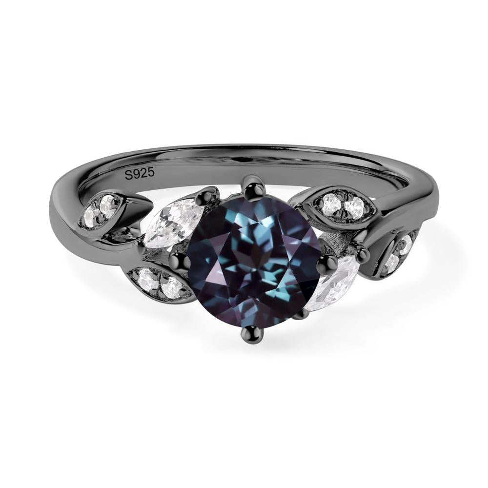 Vine Leaf Alexandrite Engagement Ring - LUO Jewelry #metal_black finish sterling silver