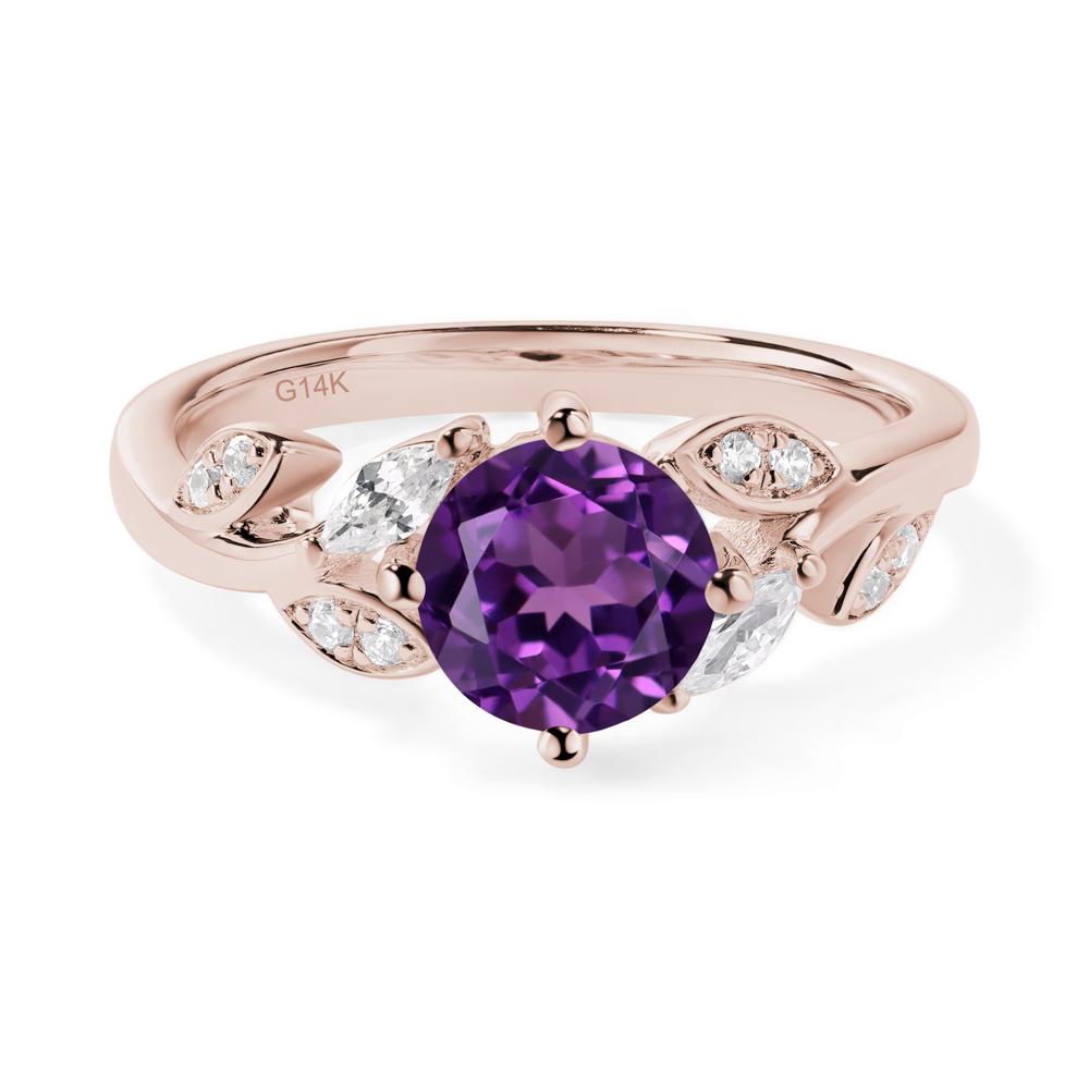 Vine Leaf Amethyst Engagement Ring - LUO Jewelry #metal_14k rose gold