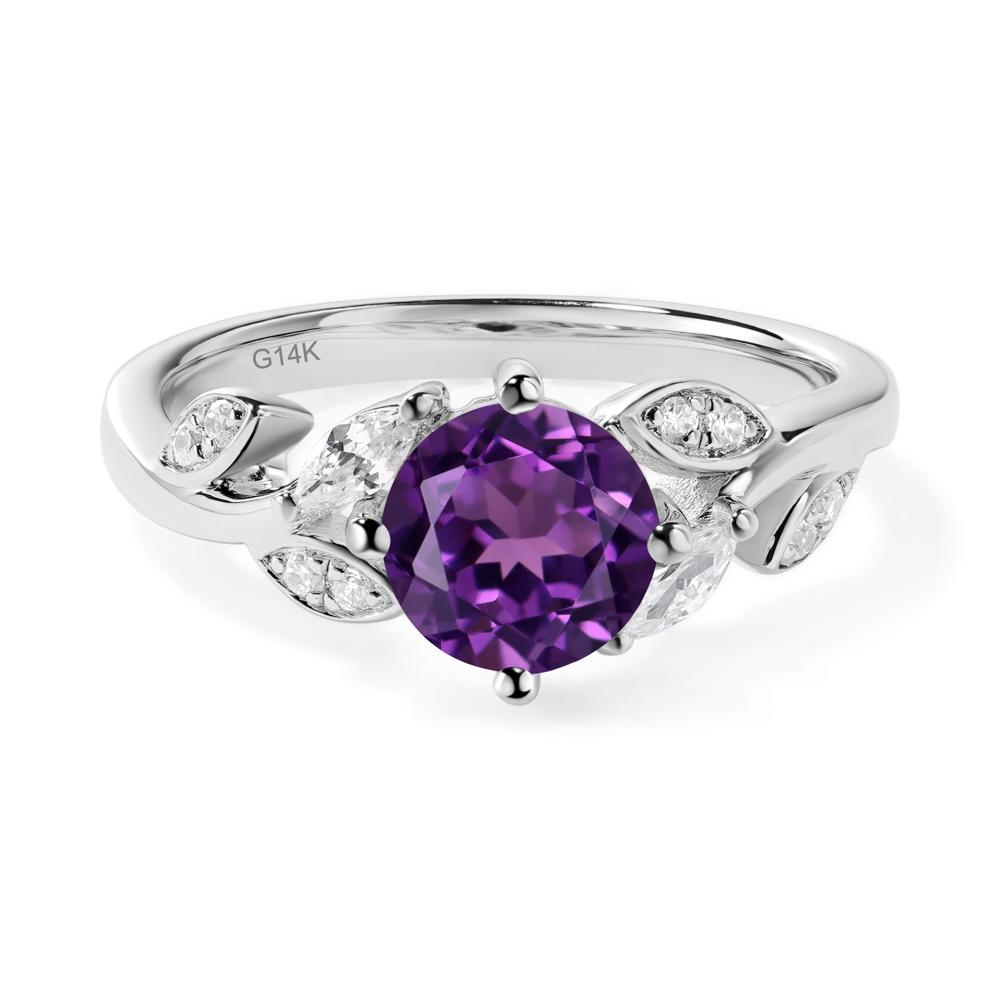 Vine Leaf Amethyst Engagement Ring - LUO Jewelry #metal_14k white gold