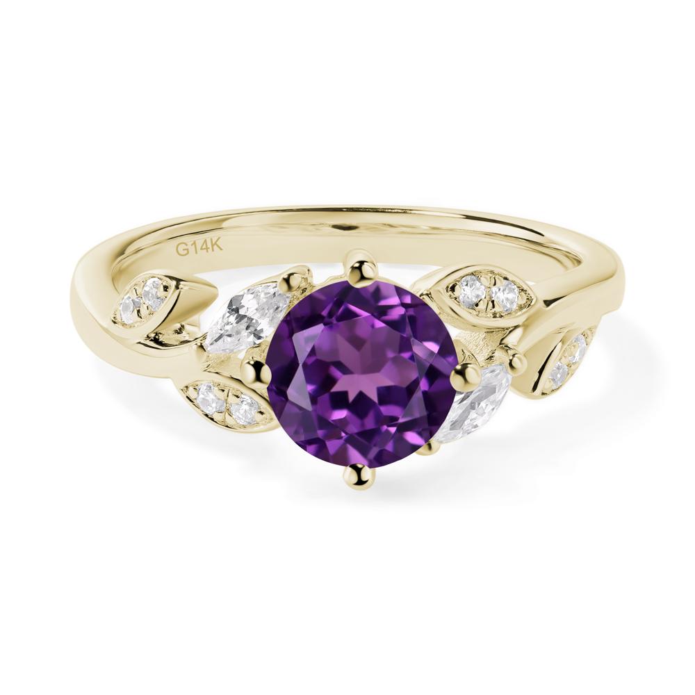 Vine Leaf Amethyst Engagement Ring - LUO Jewelry #metal_14k yellow gold