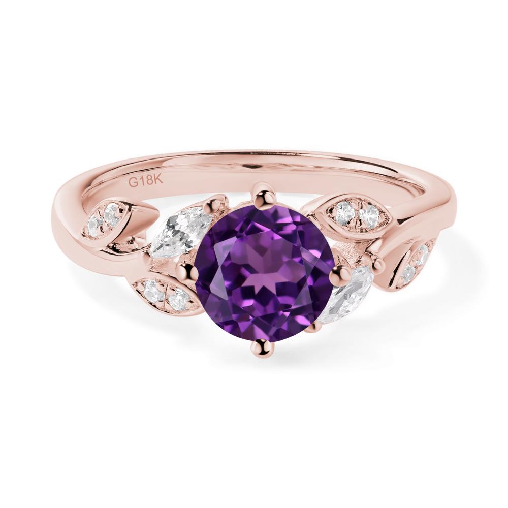 Vine Leaf Amethyst Engagement Ring - LUO Jewelry #metal_18k rose gold