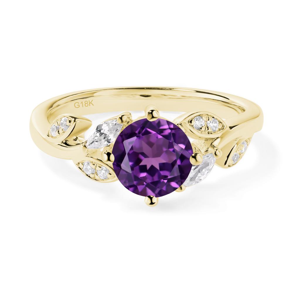 Vine Leaf Amethyst Engagement Ring - LUO Jewelry #metal_18k yellow gold