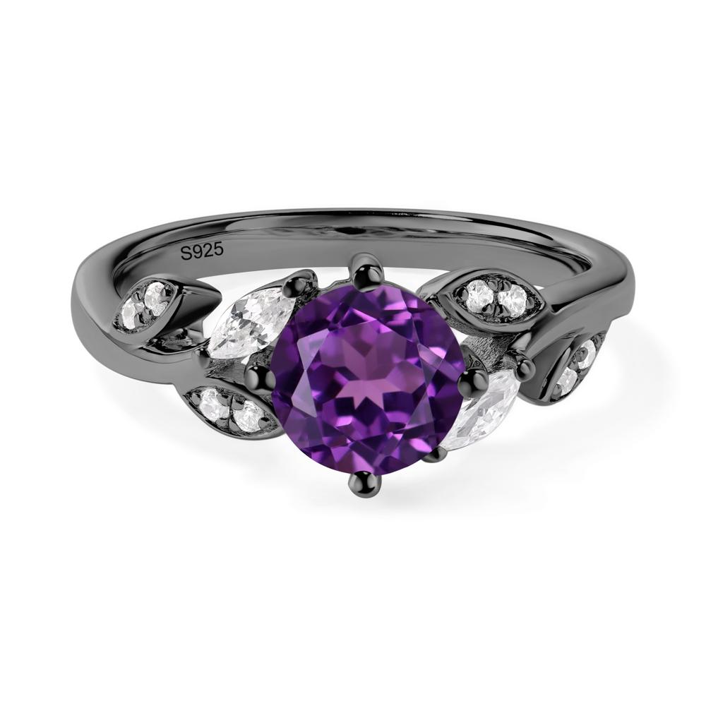 Vine Leaf Amethyst Engagement Ring - LUO Jewelry #metal_black finish sterling silver