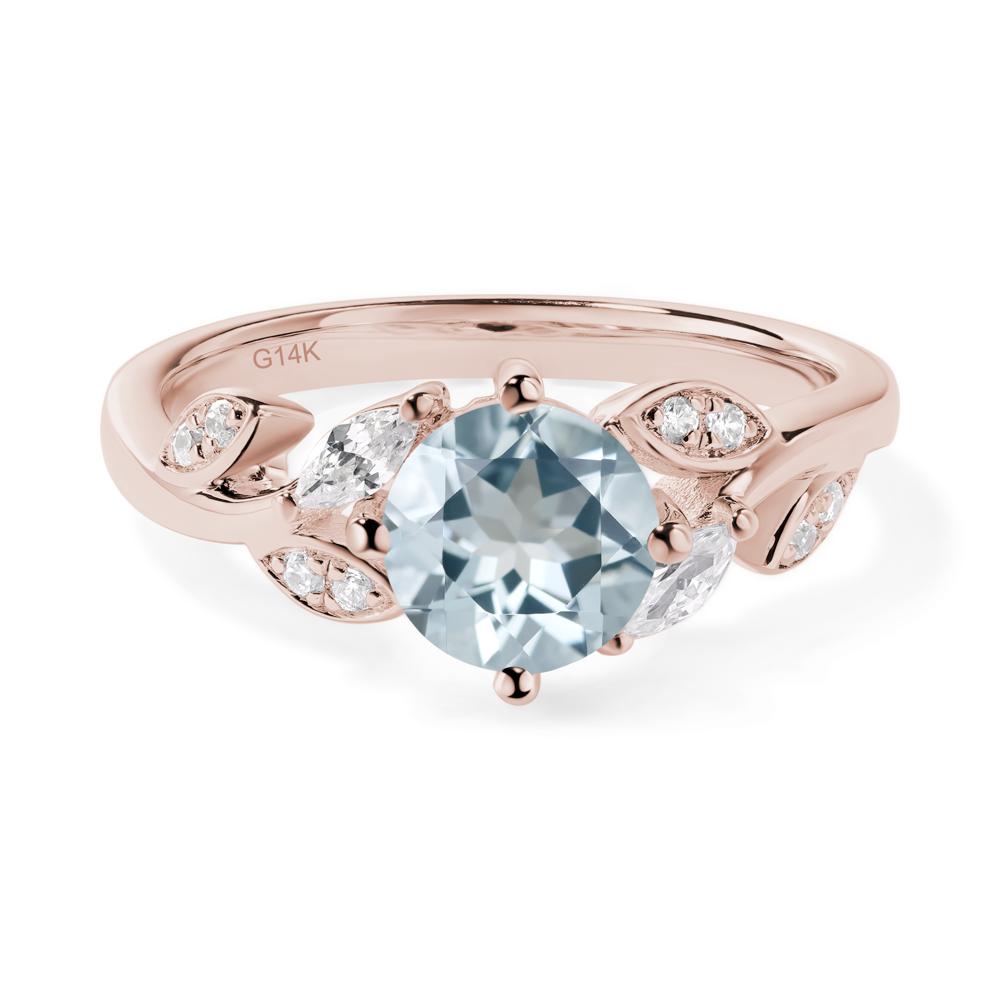 Vine Leaf Aquamarine Engagement Ring - LUO Jewelry #metal_14k rose gold