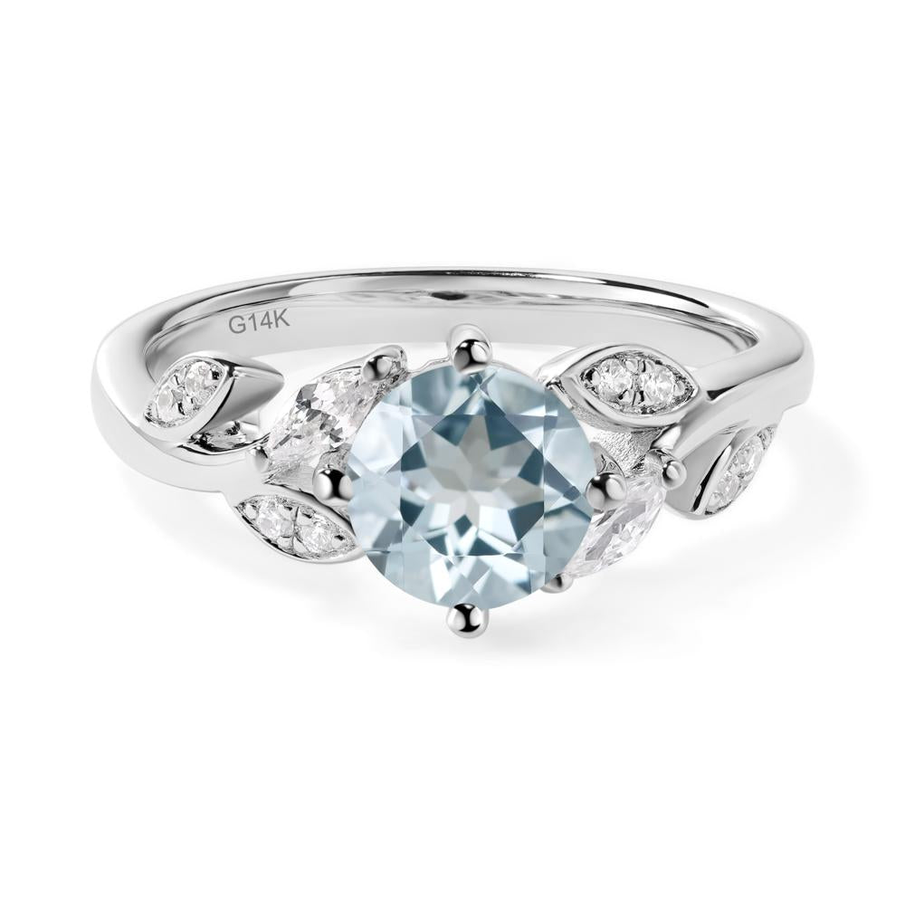 Vine Leaf Aquamarine Engagement Ring - LUO Jewelry #metal_14k white gold