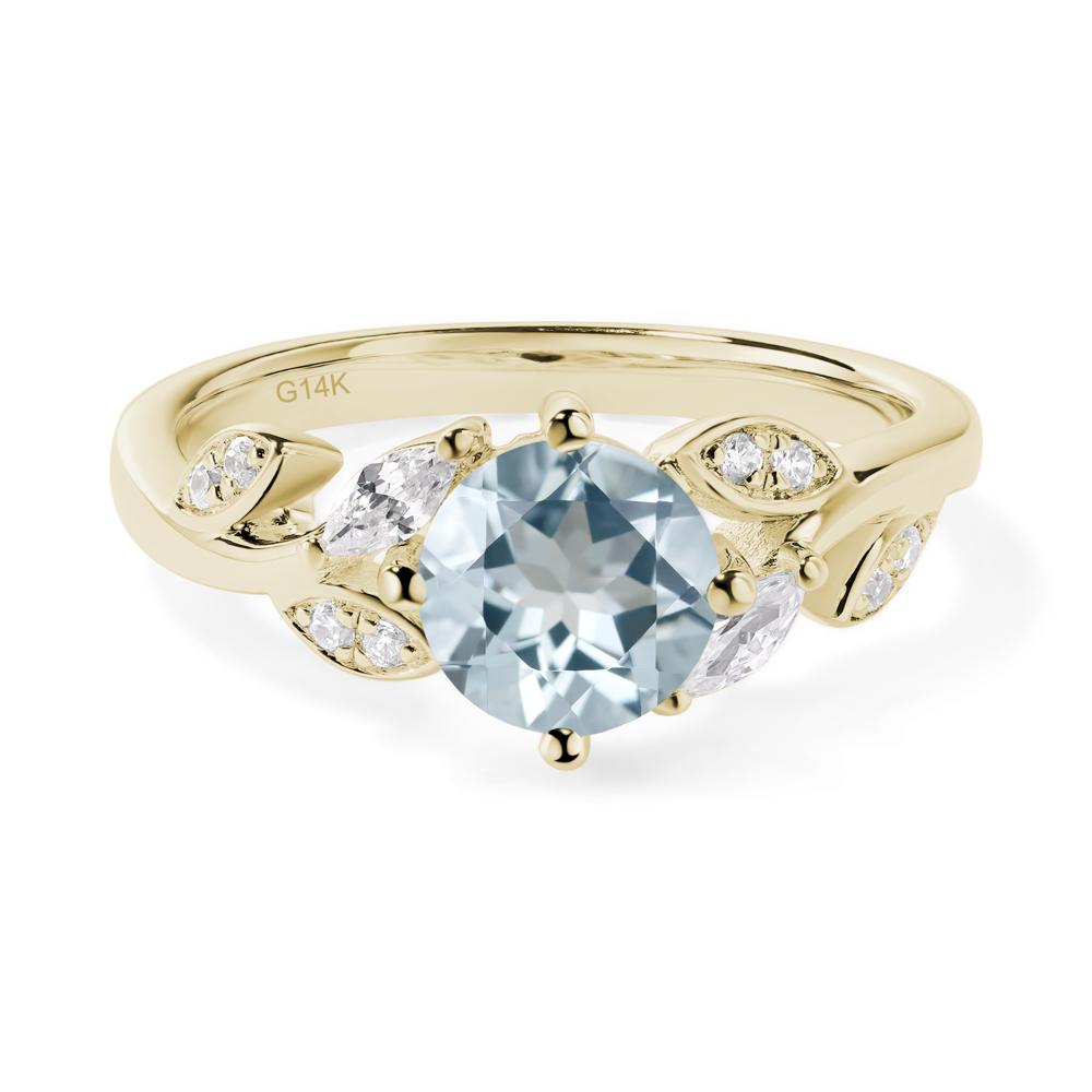 Vine Leaf Aquamarine Engagement Ring - LUO Jewelry #metal_14k yellow gold