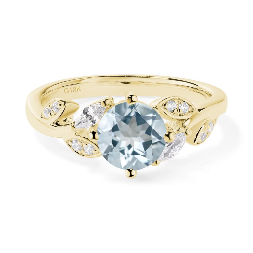 Vine Leaf Aquamarine Engagement Ring - LUO Jewelry #metal_18k yellow gold