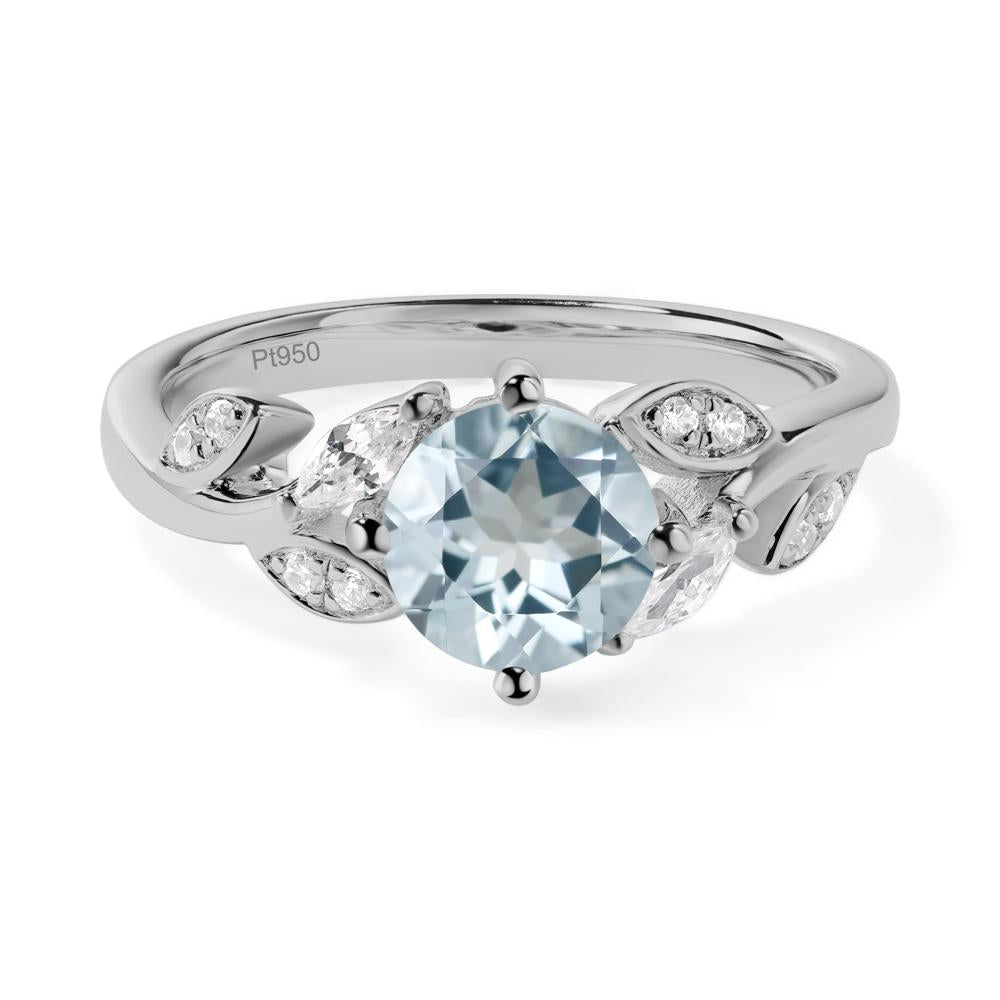 Vine Leaf Aquamarine Engagement Ring - LUO Jewelry #metal_platinum