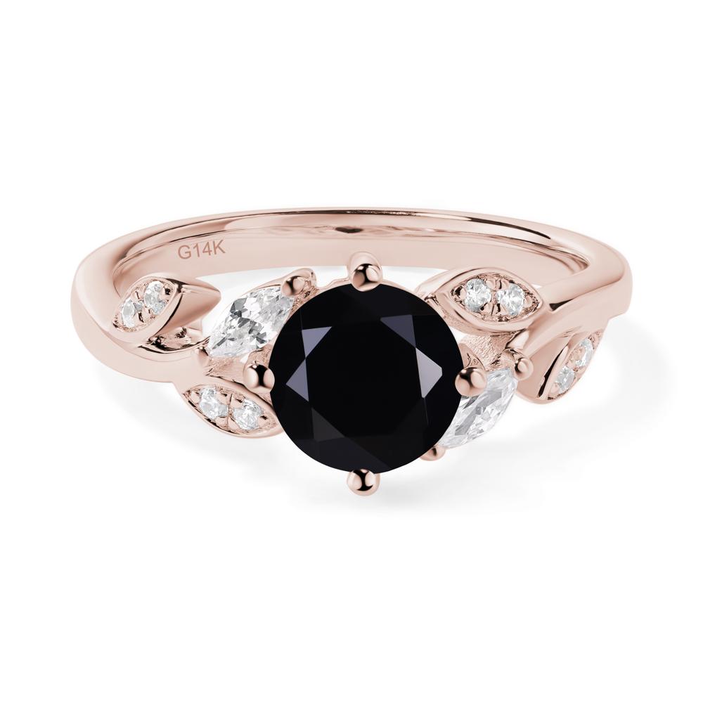 Vine Leaf Black Spinel Engagement Ring - LUO Jewelry #metal_14k rose gold