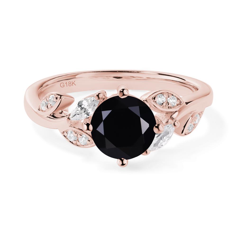 Vine Leaf Black Spinel Engagement Ring - LUO Jewelry #metal_18k rose gold