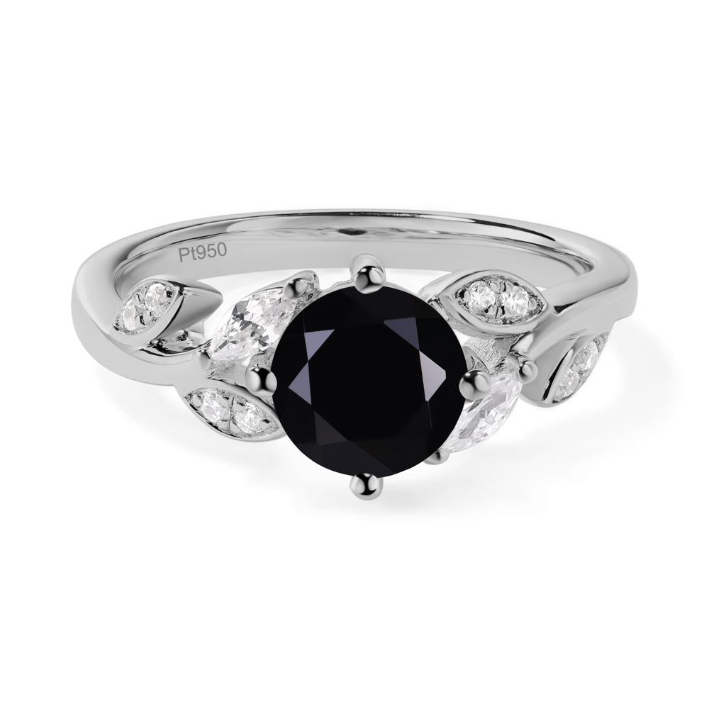 Vine Leaf Black Spinel Engagement Ring - LUO Jewelry #metal_platinum