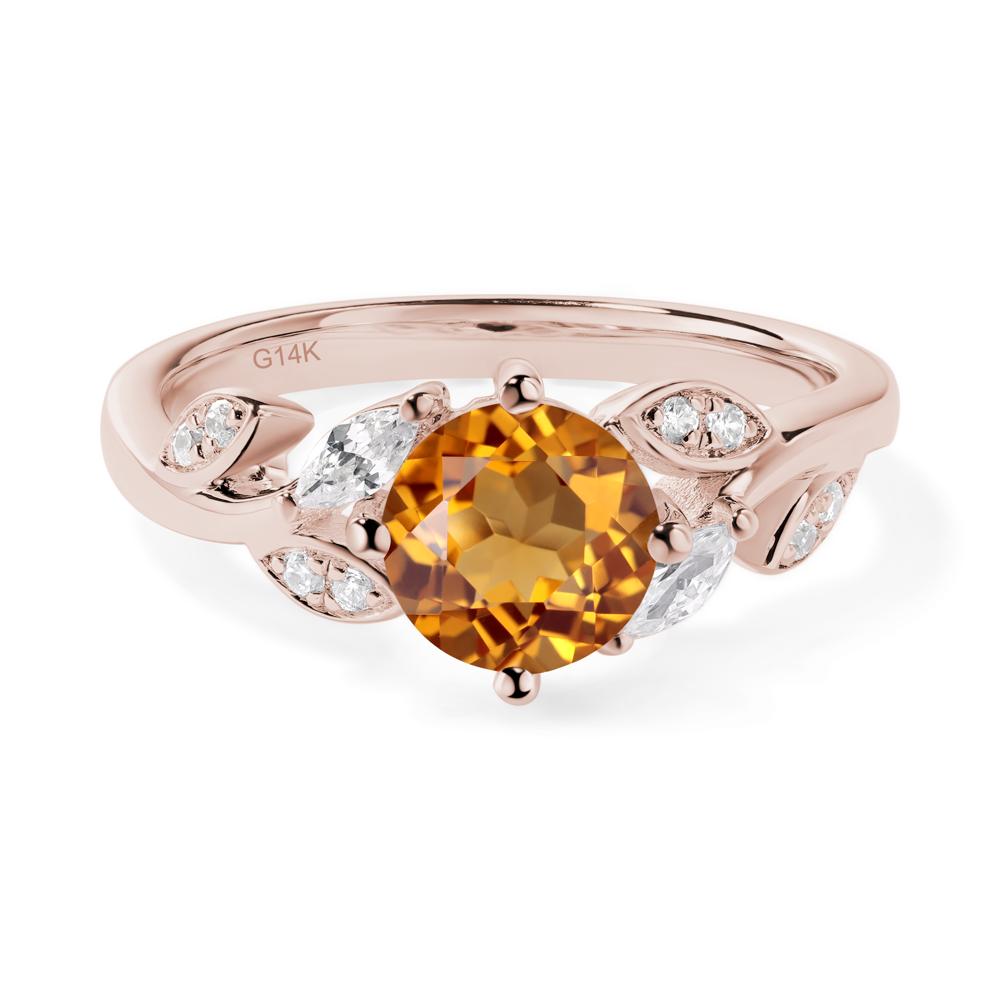 Vine Leaf Citrine Engagement Ring - LUO Jewelry #metal_14k rose gold