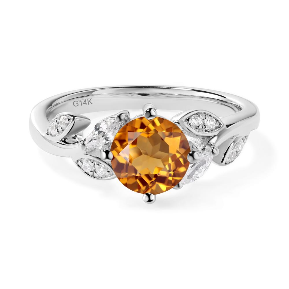 Vine Leaf Citrine Engagement Ring - LUO Jewelry #metal_14k white gold