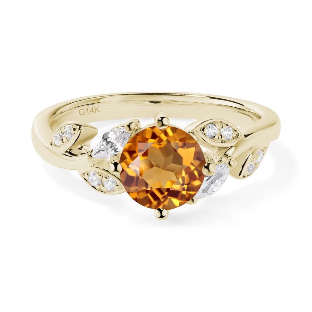 Vine Leaf Citrine Engagement Ring - LUO Jewelry #metal_14k yellow gold