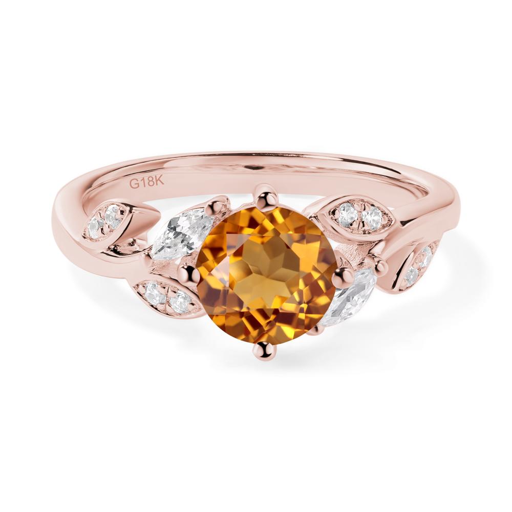 Vine Leaf Citrine Engagement Ring - LUO Jewelry #metal_18k rose gold