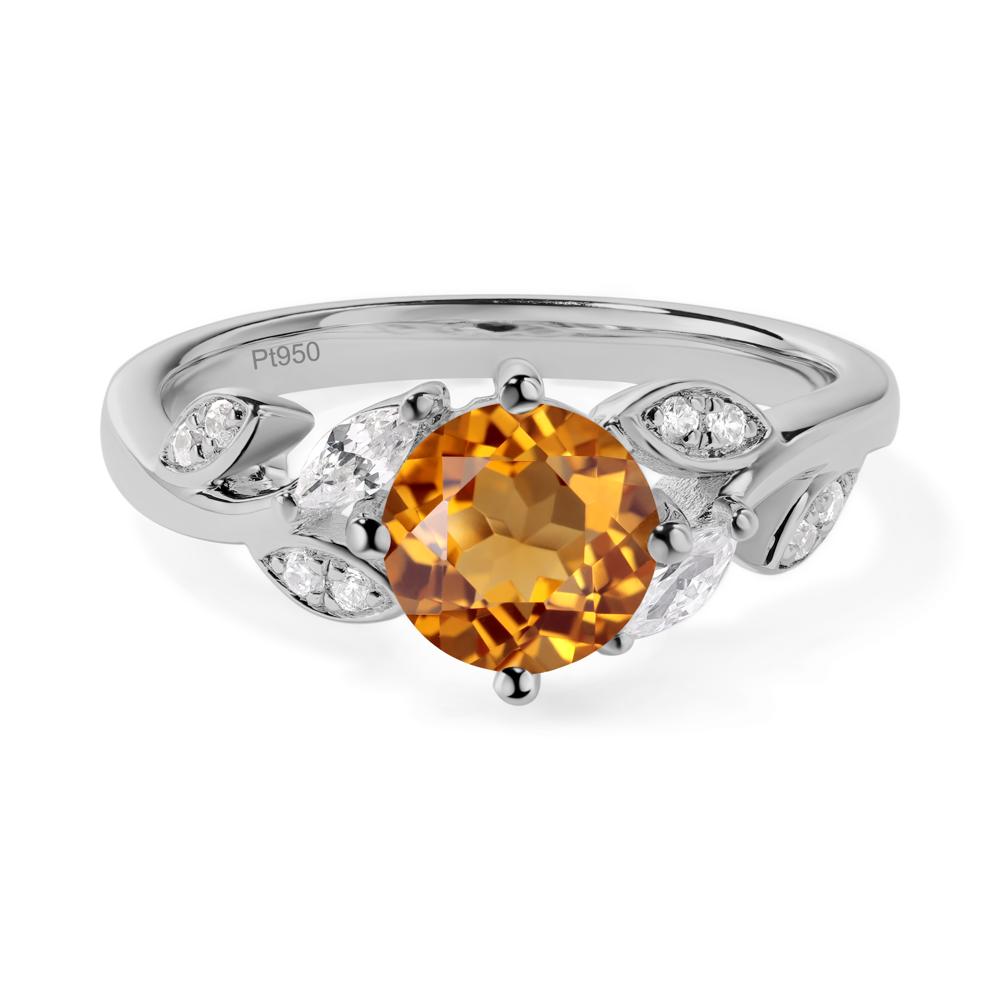 Vine Leaf Citrine Engagement Ring - LUO Jewelry #metal_platinum