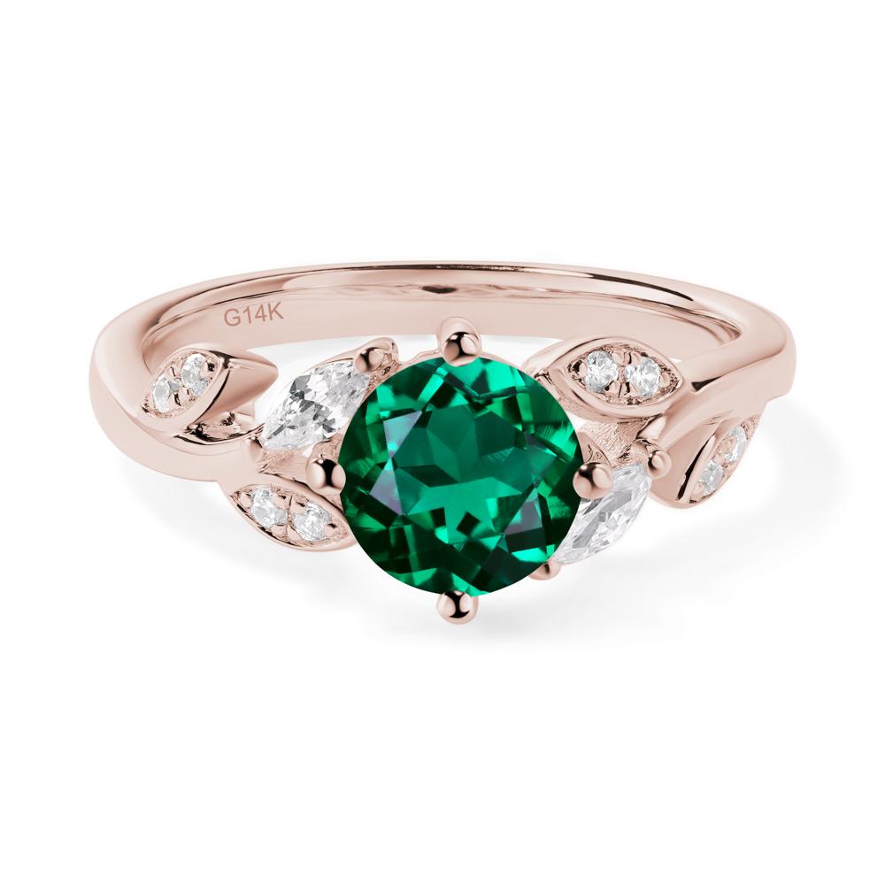 Vine Leaf Emerald Engagement Ring - LUO Jewelry #metal_14k rose gold