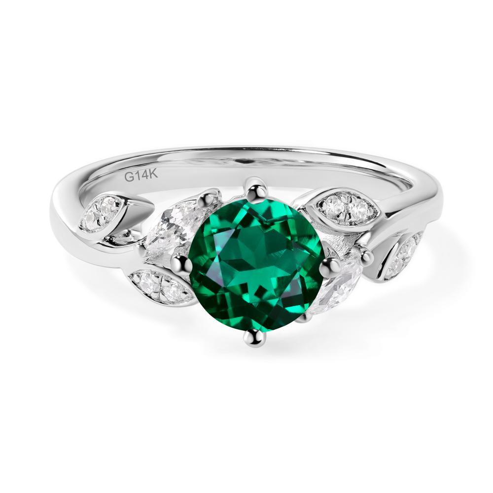 Vine Leaf Emerald Engagement Ring - LUO Jewelry #metal_14k white gold