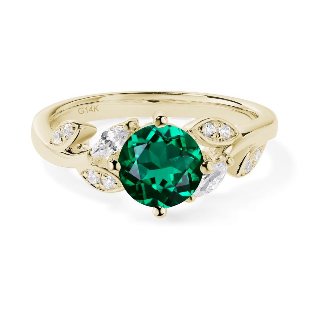 Vine Leaf Emerald Engagement Ring - LUO Jewelry #metal_14k yellow gold