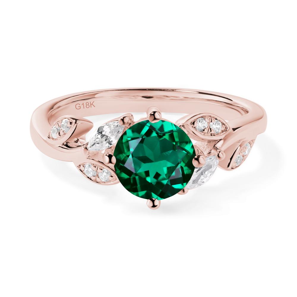 Vine Leaf Emerald Engagement Ring - LUO Jewelry #metal_18k rose gold