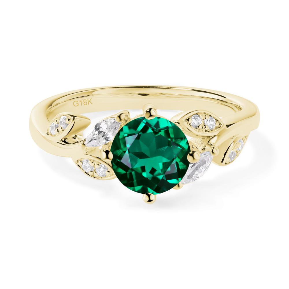 Vine Leaf Emerald Engagement Ring - LUO Jewelry #metal_18k yellow gold