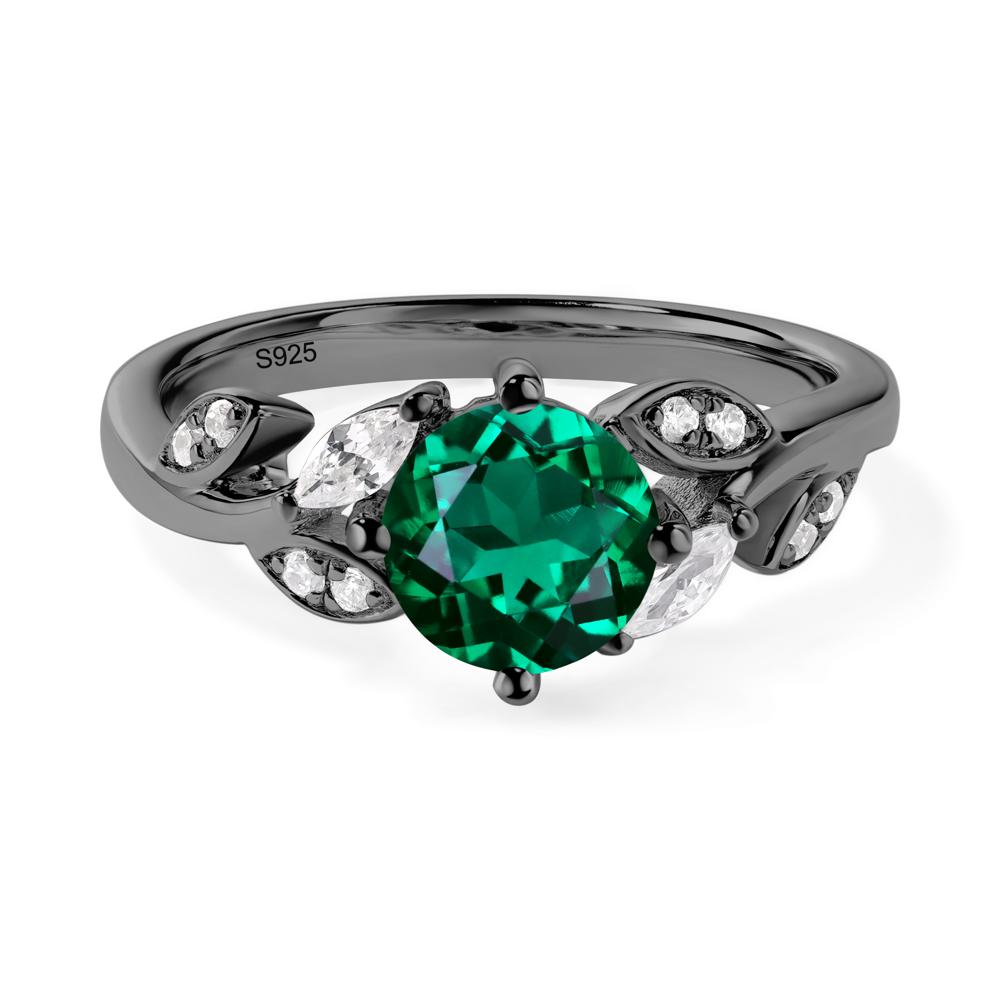 Vine Leaf Emerald Engagement Ring - LUO Jewelry #metal_black finish sterling silver