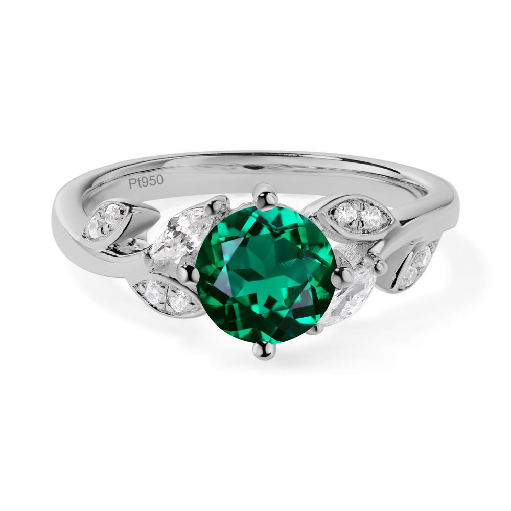 Vine Leaf Emerald Engagement Ring - LUO Jewelry #metal_platinum